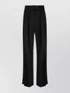 Staud Logo High Waist Trousers With Pleat Detailing In Black