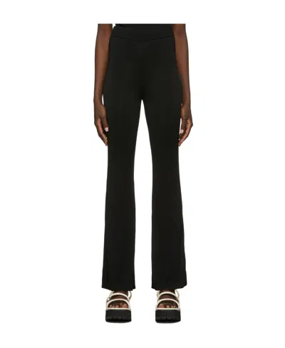 Staud Logo High-waisted Trousers In Black