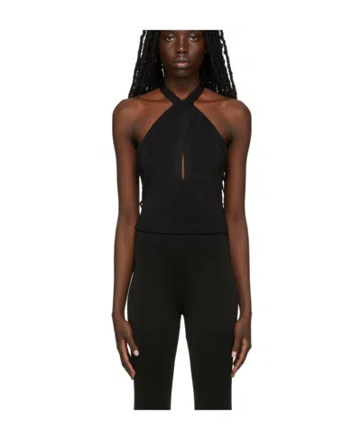 Staud Logo Knitted Sleeveless Vest In Black