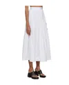 Staud Sea Cotton Poplin Midi Skirt In White