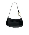 Staud Curved Rectangular Black Shoulder Handbag With Chain Link Strap In Black
