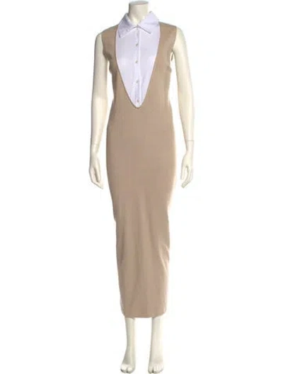 Pre-owned Staud Long Dress In Neutral