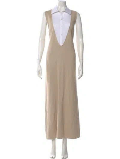 Pre-owned Staud Long Dress In Neutral