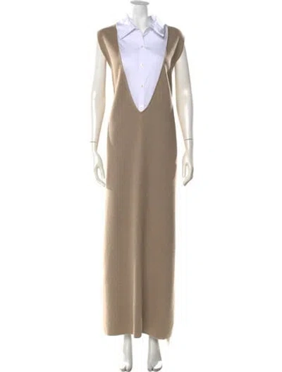 Pre-owned Staud Long Dress In Neutral
