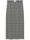 Staud Long Herringbone Pattern Pencil Murray Skirt In Grey