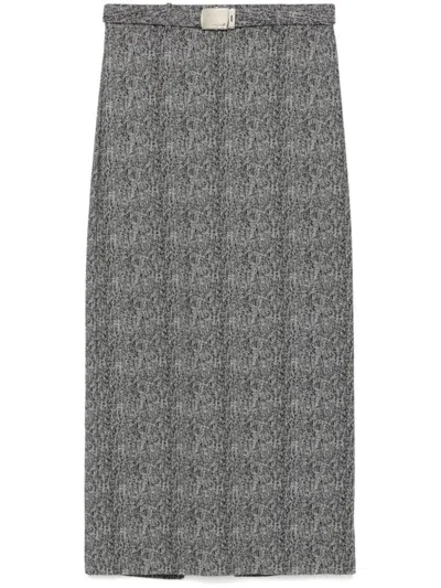 STAUD STAUD LONG HERRINGBONE PATTERN PENCIL MURRAY SKIRT