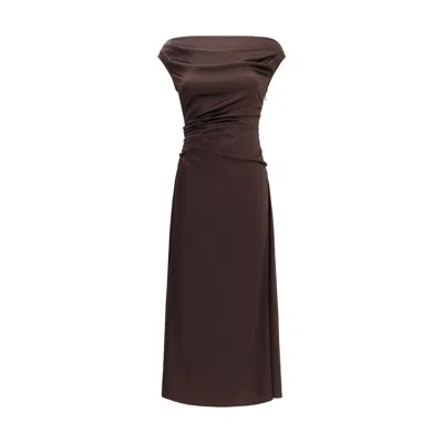 Staud Long Phare Dress In Brown