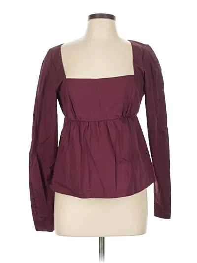 Pre-owned Staud Long Sleeve Blouse In Burgundy