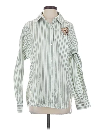 Pre-owned Staud Long Sleeve Blouse In Green