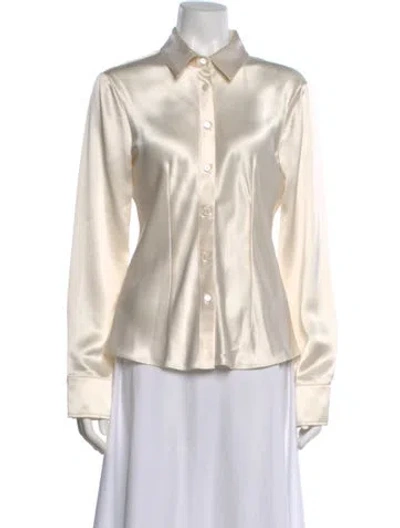 Pre-owned Staud Long Sleeve Blouse In White