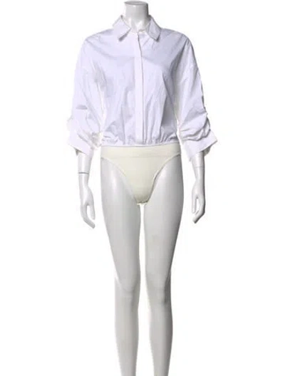 Pre-owned Staud Long Sleeve Bodysuit In White