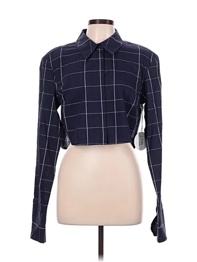 Pre-owned Staud Long Sleeve Button Down Shirt In Blue