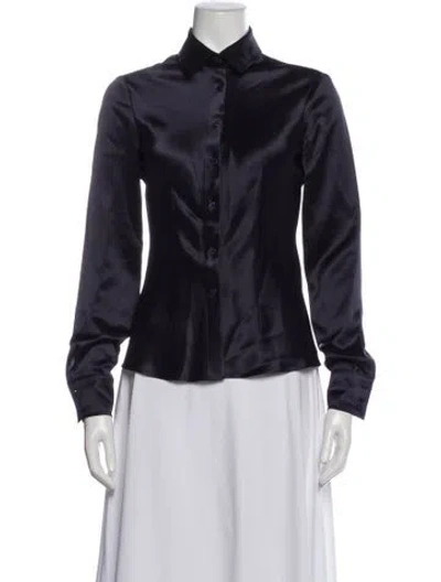 Pre-owned Staud Long Sleeve Button-up Top In Blue