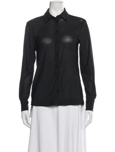 Pre-owned Staud Long Sleeve Button-up Top In Gray