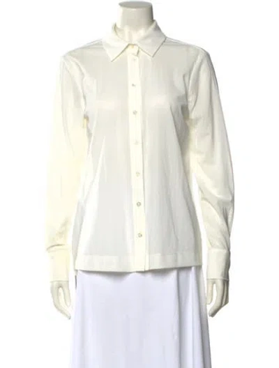 Pre-owned Staud Long Sleeve Button-up Top In Neutral