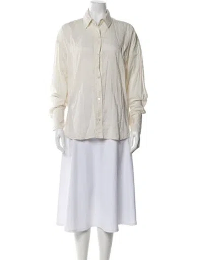 Pre-owned Staud Long Sleeve Button-up Top In Neutral