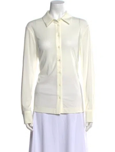 Pre-owned Staud Long Sleeve Button-up Top In Neutral