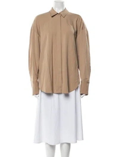 Pre-owned Staud Long Sleeve Button-up Top In Neutral