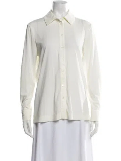 Pre-owned Staud Long Sleeve Button-up Top In Neutral
