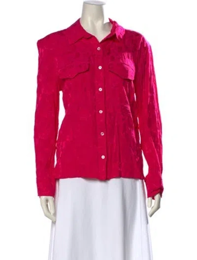 Pre-owned Staud Long Sleeve Button-up Top In Pink