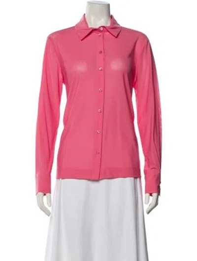 Pre-owned Staud Long Sleeve Button-up Top W/ Tags In Pink