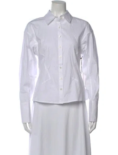 Pre-owned Staud Long Sleeve Button-up Top W/ Tags In White