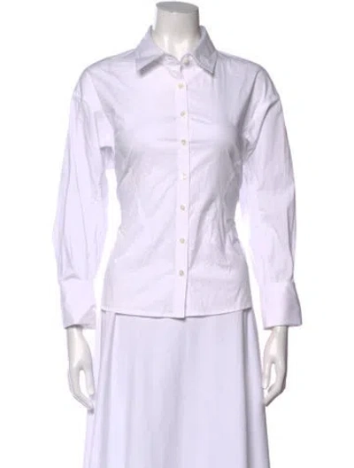 Pre-owned Staud Long Sleeve Button-up Top In White