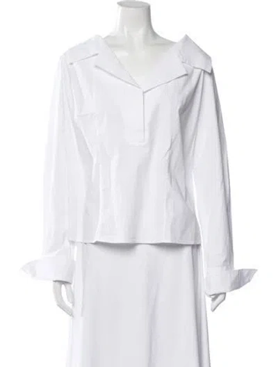 Pre-owned Staud Long Sleeve Button-up Top In White