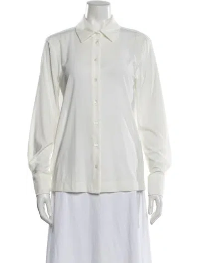 Pre-owned Staud Long Sleeve Button-up Top In White