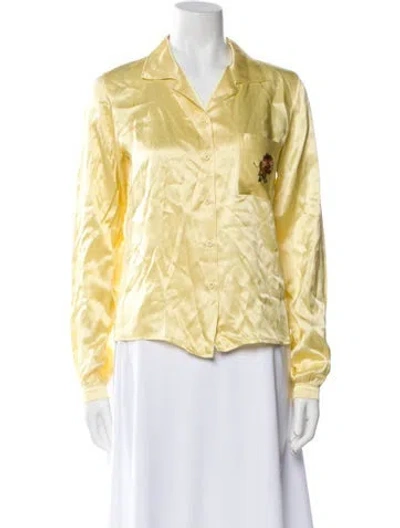 Pre-owned Staud Long Sleeve Button-up Top In Yellow
