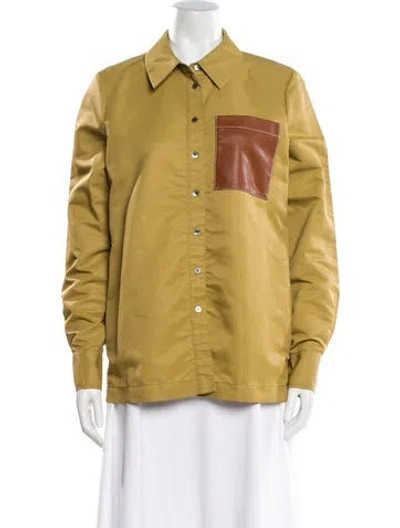 Pre-owned Staud Long Sleeve Button-up Top In Yellow