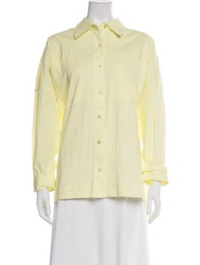 Pre-owned Staud Long Sleeve Button-up Top In Yellow