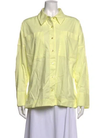 Pre-owned Staud Long Sleeve Button-up Top In Yellow
