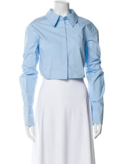 Pre-owned Staud Long Sleeve Crop Top In Blue