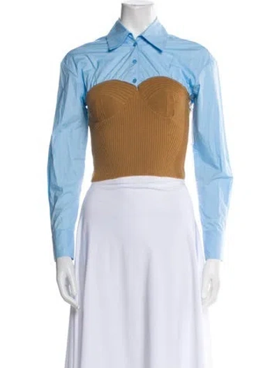Pre-owned Staud Long Sleeve Crop Top W/ Tags In Multi