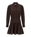 Staud Long Sleeve Gathered Detail Dress In Brown