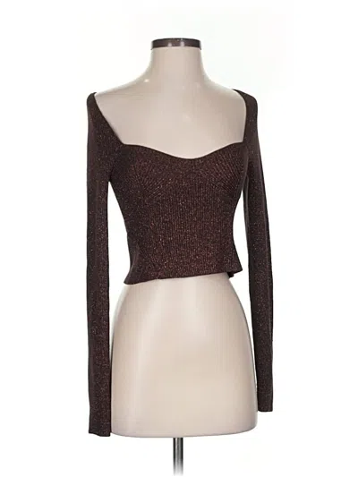 Pre-owned Staud Long Sleeve Top Brown Sweetheart Neckline Tops