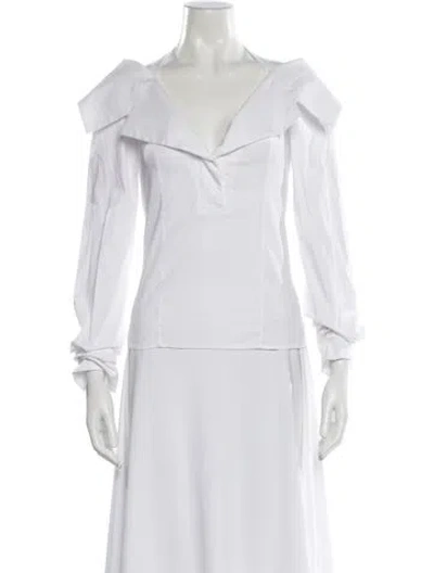 Pre-owned Staud Long Sleeve Top In White