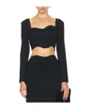 Staud Logo Jersey Crop Top With Dart Detailing In Black