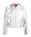 Staud Lennox Metallic Zip Jacket In White