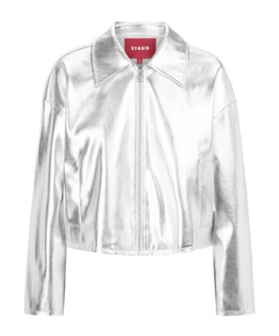 Staud Long-sleeved Casual Jacket In White