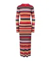 Staud Eiza Striped Knit Maxi Dress In Red