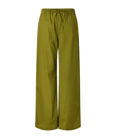Staud Loose Drawstring Casual Trousers In Green