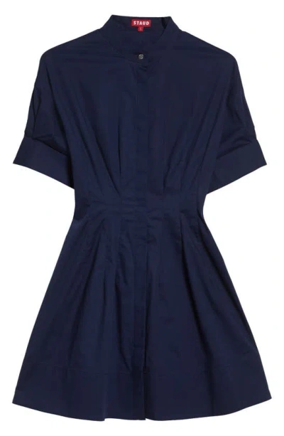 Staud Lorenza Mini Shirt Dress In Navy