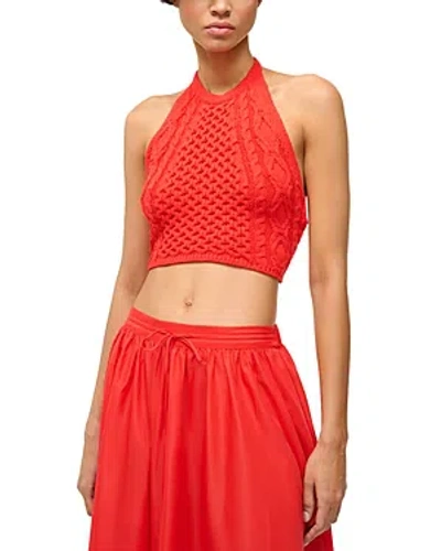 Staud Lori Halter Crop Top In Red Rose