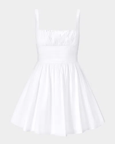 Staud Loria Gathered Mini Dress In White