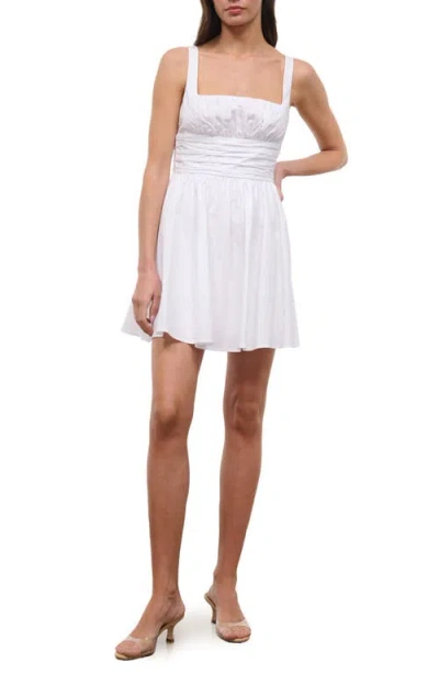 Staud Loria Pleated Sleeveless Minidress In White