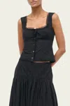Staud Lou Eyelet Top In Black