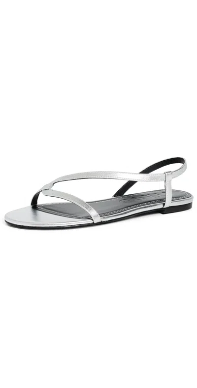 Staud Louden Metallic Leather Sandals In White