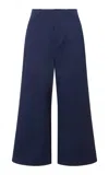STAUD LUCA CROPPED STRETCH-COTTON FLARE PANTS